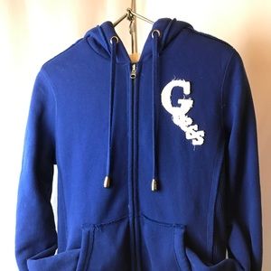 Ladies Guess royal blue lined full zip hoodie